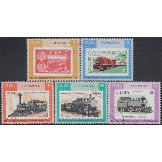 Cuba 2810/15 1987 150 Aniversario del establecimiento del ferrocarril en Cuba usados Cuba 2810/15 1987 150 Aniversario del establecimiento del ferrocarril en Cuba usados