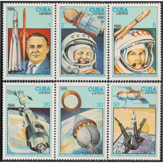 Cuba 2683/88 1986 XXV Aniversario del primer hombre en el espacio MNH Cuba 2683/88 1986 XXV Aniversario del primer hombre en el espacio MNH