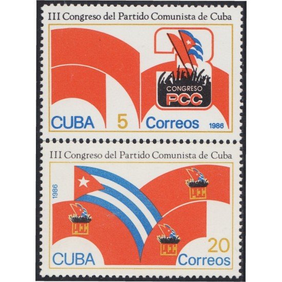 Cuba 2664/65 1986 III Congreso del Partido Comunista PCC MNH Cuba 2664/65 1986 III Congreso del Partido Comunista PCC MNH