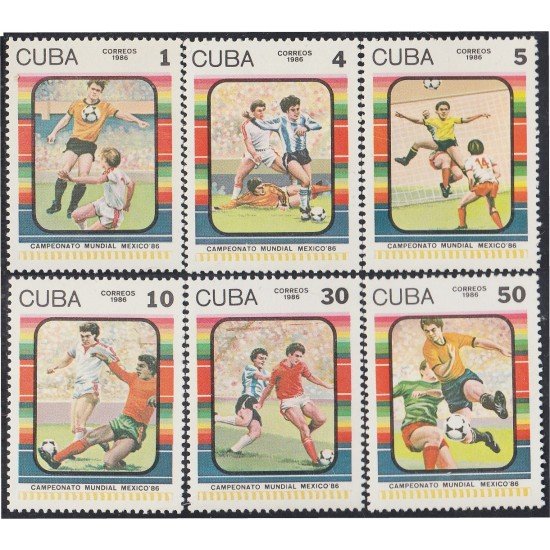 Cuba 2658/63 1986 Copa mundial de fútbol México 86 MNH Cuba 2658/63 1986 Copa mundial de fútbol México 86 MNH