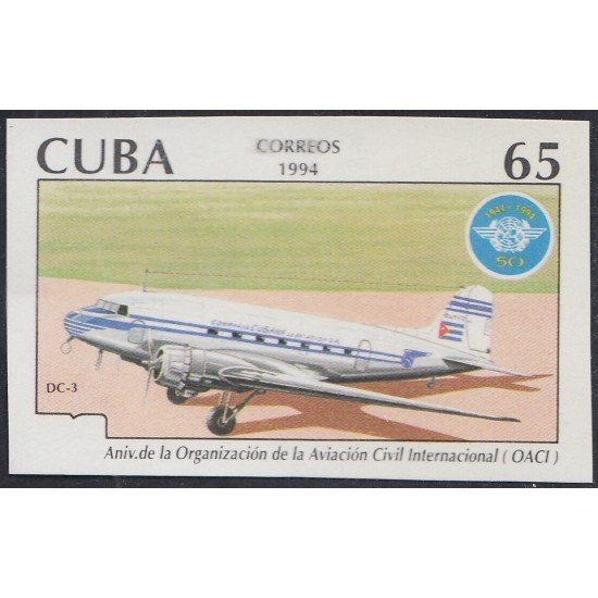 Cuba 3407 1994 50 Aniversario de la organización de la Aviación Civil Internacional Sin dentar Cuba 3407 1994 50 Aniversario de la organización de la Aviación Civil Internacional Sin dentar