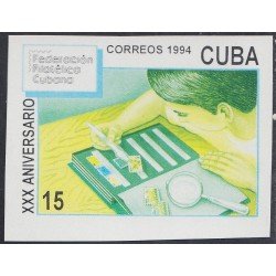 Cuba 3411 1994 30 Aniversario de la Asociación Filatélica Cubana Sin dentar cambio de color