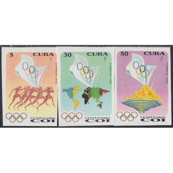 Cuba 3376/78 1994 Centenario de los Juegos Olímpicos Sin dentar Cuba 3376/78 1994 Centenario de los Juegos Olímpicos Sin dentar