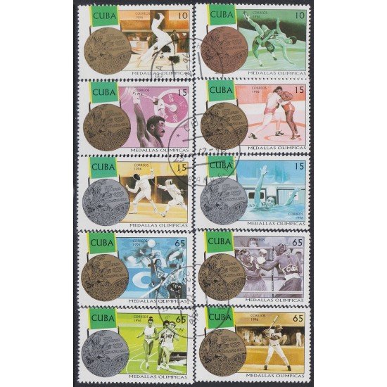 Cuba 3579/88 1996 Medallas olímpicas de delegación c usados Cuba 3579/88 1996 Medallas olímpicas de delegación c usados