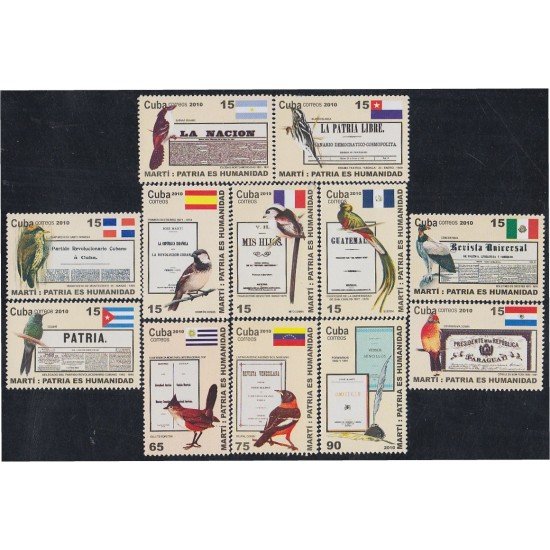 Cuba 4923/34 2010 José Martí Periódicos y Revistas Pájaros Birds MNH Cuba 4923/34 2010 José Martí Periódicos y Revistas Pájaros Birds MNH