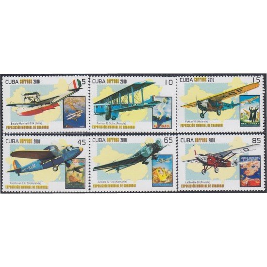 Cuba 4855/60 2010 Exposición Mundial de Shanghai Aeroplanos MNH Cuba 4855/60 2010 Exposición Mundial de Shanghai Aeroplanos MNH