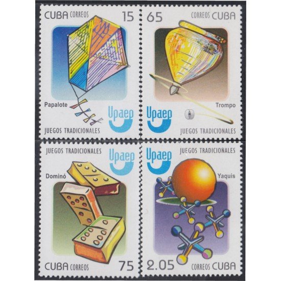 Cuba 4756/59 2009 Juegos Tradicionales Dominó Yaquis Papalote Trompo MNH Cuba 4756/59 2009 Juegos Tradicionales Dominó Yaquis Papalote Trompo MNH