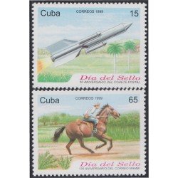 Cuba 3798/99 1999 60 Aniversario del Cohete postal y 130 del correo mambí caballo horse MNH Cuba 3798/99 1999 60 Aniversario del Cohete postal y 130 del correo mambí caballo horse MNH