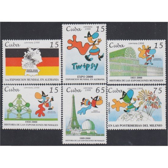 Cuba 3755/60 1998 1º Exposición Mundial en Alemania MNH Cuba 3755/60 1998 1º Exposición Mundial en Alemania MNH