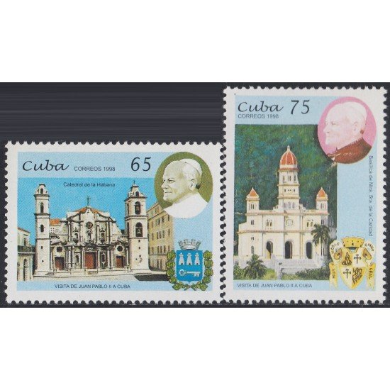 Cuba 3689/90 1998 Visita de Juan Pablo II a Cuba MNH Cuba 3689/90 1998 Visita de Juan Pablo II a Cuba MNH