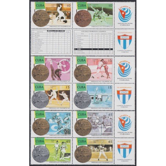Cuba 3579/88 1996 Medallas olímpicas de delegación cubana Atlanta 96 MNH Cuba 3579/88 1996 Medallas olímpicas de delegación cubana Atlanta 96 MNH