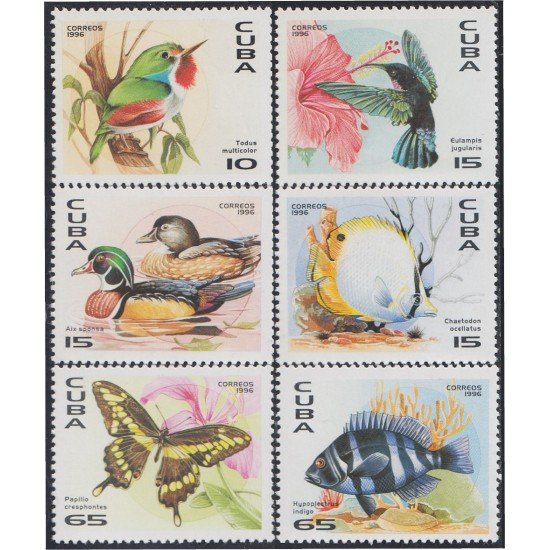 Cuba 3545/50 1996 Fayna Cubana Pájaros Peces Mariposas Patos MNH Cuba 3545/50 1996 Fayna Cubana Pájaros Peces Mariposas Patos MNH