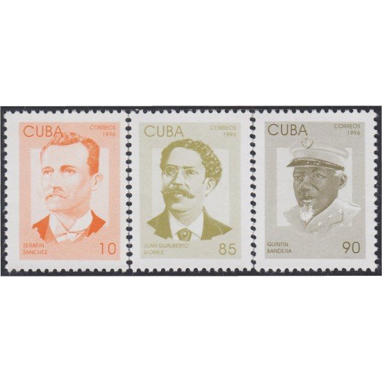 Cuba 3539/41 1996 Serafín Sánchez Juan G. Gómez Quintín Bandera MNH Cuba 3539/41 1996 Serafín Sánchez Juan G. Gómez Quintín Bandera MNH