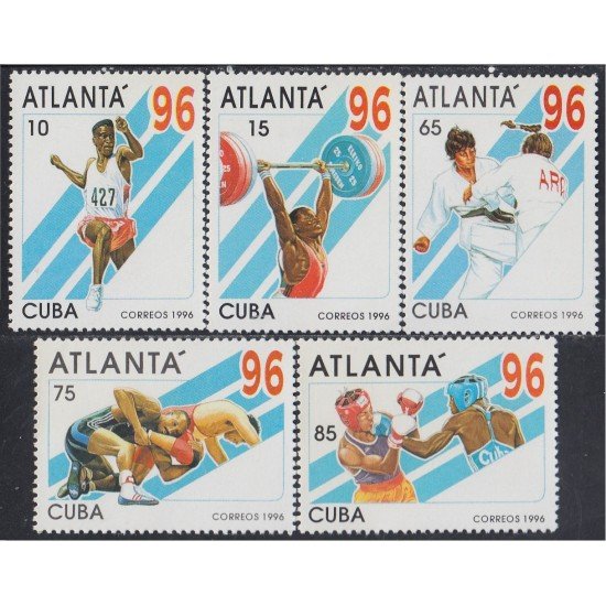 Cuba 3515/19 1996 Deportes Atlanta 96 Pesas Judo Boxeo Lucha Libre Atletismo MNH