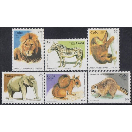 Cuba 3498/03 1995 Jardín zoológico de La Habana León Cebra Elefante Mono MNH