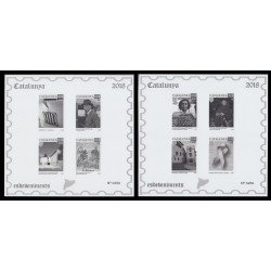 Catalunya Catalonia 2018 hojitas de pruebas filatélicas en blanco y negro Llaç Groc 1-O Catalunya Catalonia 2018 hojitas de pruebas filatélicas en blanco y negro Llaç Groc 1-O