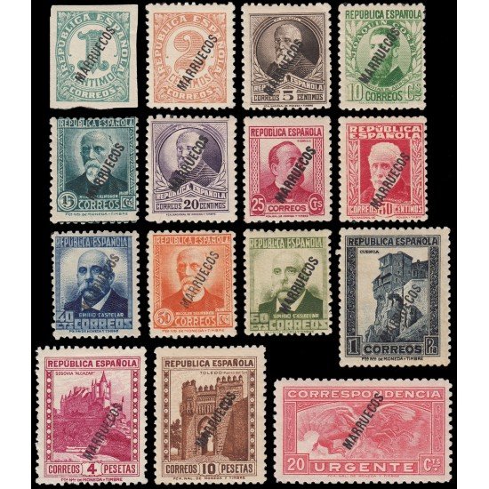 Tánger 70/84 1933/38 Sellos de España habilitados Personajes Castillos MH Tánger 70/84 1933/38 Sellos de España habilitados Personajes Castillos MH