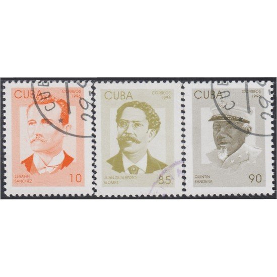 Cuba 3539/41 1996 Serafín Sánchez Juan G. Gómez Quintín Bandera usados Cuba 3539/41 1996 Serafín Sánchez Juan G. Gómez Quintín Bandera usados