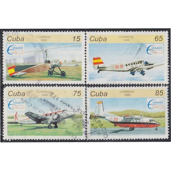 Cuba 3520/23 1996 Espamer 96 Aviones Planes usados Cuba 3520/23 1996 Espamer 96 Aviones Planes usados