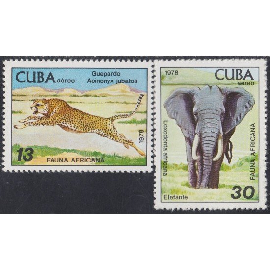 Cuba A- 304/05 1978 Fauna africana Guepardo Elefante MNH Cuba A- 304/05 1978 Fauna africana Guepardo Elefante MNH