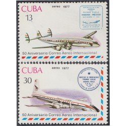 Cuba A- 265/66 1977 50 Aniversario del Correo Aéreo Internacional MNH Cuba A- 265/66 1977 50 Aniversario del Correo Aéreo Internacional MNH