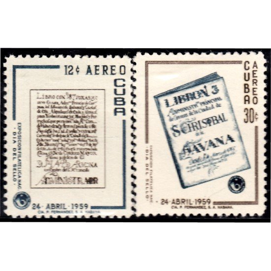 Cuba Aéreo 196/97 1959 Exposición Filatélica Nacional Día del sello MNH Cuba Aéreo 196/97 1959 Exposición Filatélica Nacional Día del sello MNH