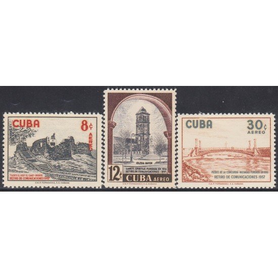 Cuba Aéreo 175/77 1957 Retiros de comunicaciones MNH Cuba Aéreo 175/77 1957 Retiros de comunicaciones MNH