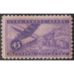 Cuba A- 102 1954 Industria azucarera Carreta con bueyes Avión MNH Cuba A- 102 1954 Industria azucarera Carreta con bueyes Avión MNH