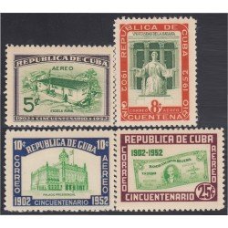 VAR3 Cuba A- 56/59 1952 50 Años de la República Palacio Presidencial Escuela Rural Universidad de La Habana MNH VAR3 Cuba A- 56/59 1952 50 Años de la República Palacio Presidencial Escuela Rural Universidad de La Habana MNH