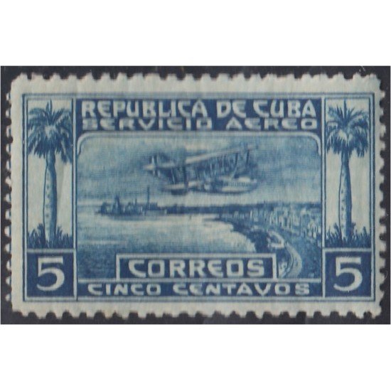 Cuba A- 1 1927 Hidroavión volando sobre el puerto de La Habana MNH Cuba A- 1 1927 Hidroavión volando sobre el puerto de La Habana MNH