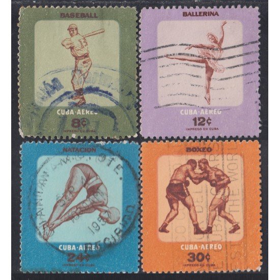 Cuba A- 159/62 1957 Béisbol Ballet Natación Boxeo usados Cuba A- 159/62 1957 Béisbol Ballet Natación Boxeo usados