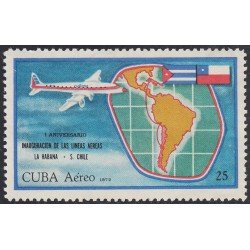 Cuba A- 253 1972 I Aniversario Inauguración Lineas aéreas Chile - Habana Sin goma Cuba A- 253 1972 I Aniversario Inauguración Lineas aéreas Chile - Habana Sin goma