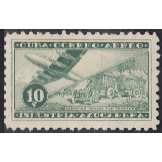 Cuba A- 96 1954 Propaganda para la industria azucarera Avión Plane Sin goma Cuba A- 96 1954 Propaganda para la industria azucarera Avión Plane Sin goma