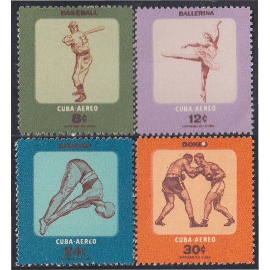 Cuba A- 159/62 1957 Béisbol Ballet Natación Boxeo MH Cuba A- 159/62 1957 Béisbol Ballet Natación Boxeo MH