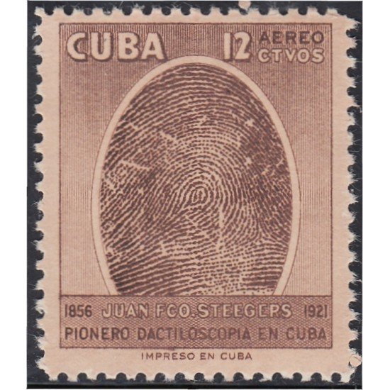Cuba A- 156 1957 Juan Francisco Steegers pionero en dactiloscopia en Cuba MH Cuba A- 156 1957 Juan Francisco Steegers pionero en dactiloscopia en Cuba MH