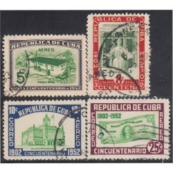 Cuba A- 56/59 1952 50 Años de la República Palacio Presidencial Escuela Rural Universidad de La Habana usados Cuba A- 56/59 1952 50 Años de la República Palacio Presidencial Escuela Rural Universidad de La Habana usados