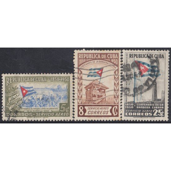 Cuba A- 40/42 1951 Centenario de la bandera Cubana usados Cuba A- 40/42 1951 Centenario de la bandera Cubana usados
