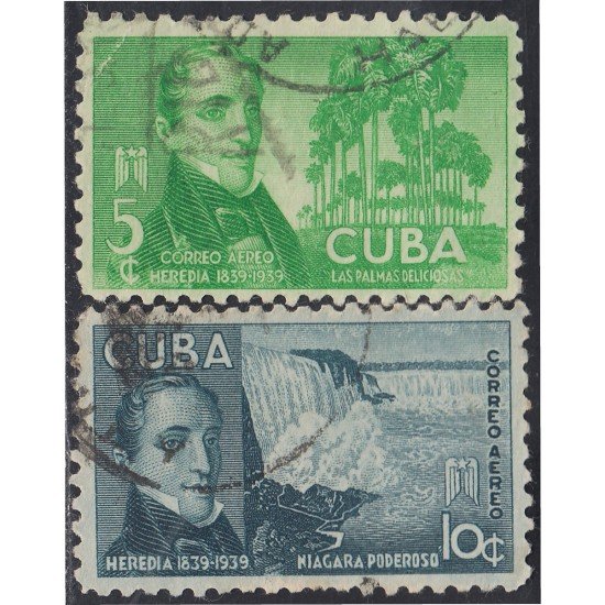 Cuba A- 33/34 1941 José María Heredia y Campuzana usados Cuba A- 33/34 1941 José María Heredia y Campuzana usados