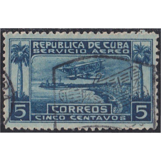 Cuba A- 1 1927 Hidroavión volando sobre el puerto de La Habana usados Cuba A- 1 1927 Hidroavión volando sobre el puerto de La Habana usados