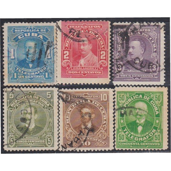 Cuba Telégrafos 89/94 1911 Boza Lacret Crombet Primelles y Aguirre usados Cuba Telégrafos 89/94 1911 Boza Lacret Crombet Primelles y Aguirre usados
