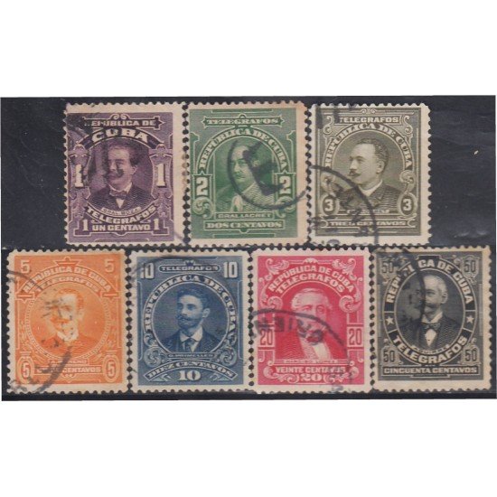 Cuba Telégrafos 82/88 1910 Boza Lacret Crombet Primelles López y Aguirre usados Cuba Telégrafos 82/88 1910 Boza Lacret Crombet Primelles López y Aguirre usados