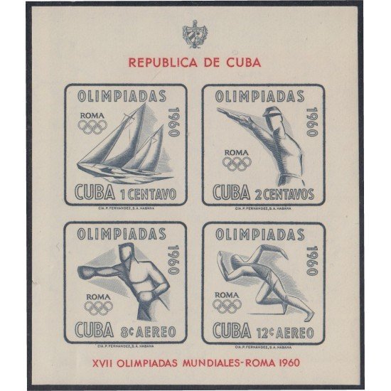 Cuba 17 1960 XVII Olimpiadas mundiales Roma MNH Cuba 17 1960 XVII Olimpiadas mundiales Roma MNH