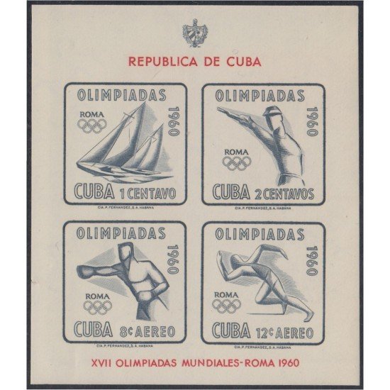 Cuba 17 1960 XVII Olimpiadas mundiales Roma MH Cuba 17 1960 XVII Olimpiadas mundiales Roma MH