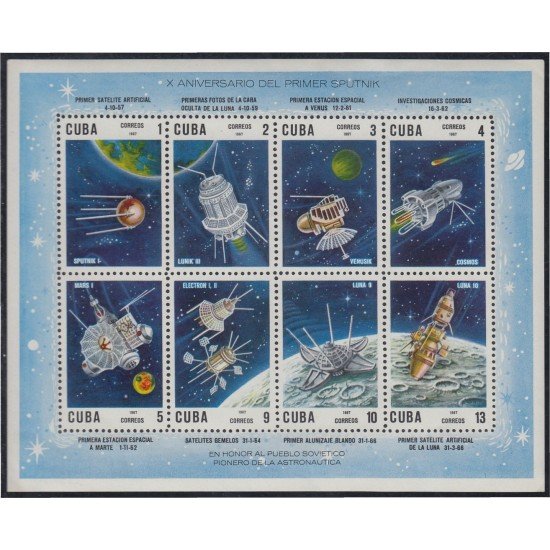 Cuba HB 30 1968 10º Aniversario del primer Sputnik MNH Cuba HB 30 1968 10º Aniversario del primer Sputnik MNH