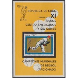 Cuba HB 34 1970 Campeones mundiales de béisbol aficionado MNH Cuba HB 34 1970 Campeones mundiales de béisbol aficionado MNH
