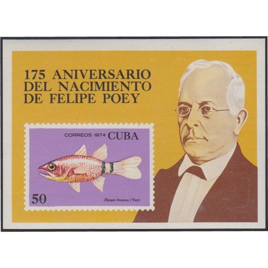 Cuba HB 41 1974 175 Aniversario del nacimiento de Felipe Poey MNH Cuba HB 41 1974 175 Aniversario del nacimiento de Felipe Poey MNH