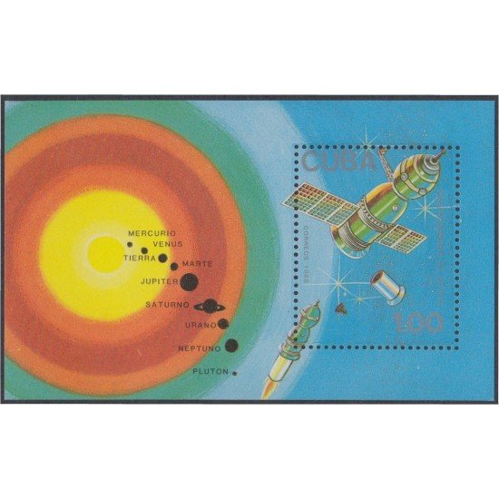 Cuba HB 103 1988 Día de la Astronaútica Satélites y Planetas MNH Cuba HB 103 1988 Día de la Astronaútica Satélites y Planetas MNH