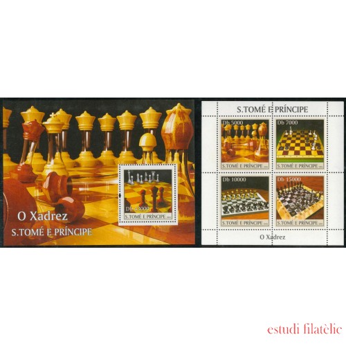 AJZ1 Santo Tomé y Príncipe  2280/83 + HB 389 2004  Ajedrez MNH