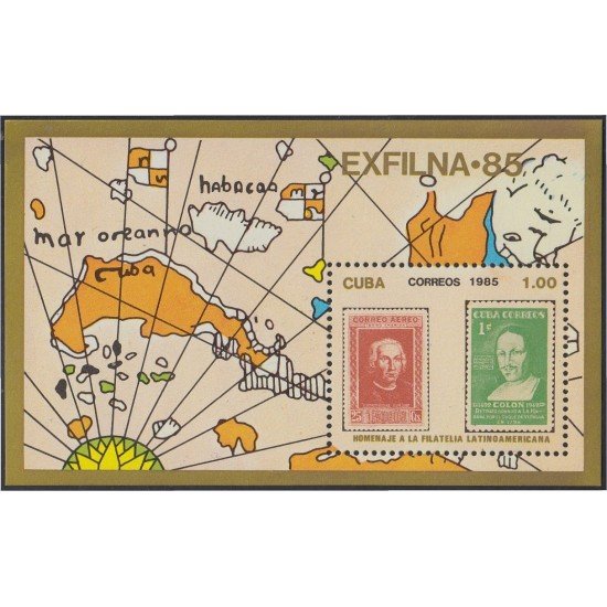 Cuba HB 91 1985 Exfilna 85 Homenaje a la filatelia Latinoamericana MNH Cuba HB 91 1985 Exfilna 85 Homenaje a la filatelia Latinoamericana MNH