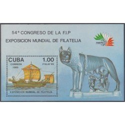 Cuba HB 90 1985 Exposición Filatélica Mundial Italia 85 Barco MNH Cuba HB 90 1985 Exposición Filatélica Mundial Italia 85 Barco MNH